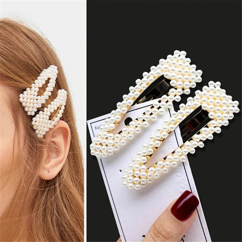 Femlion Geometric Pearl Hair Clips Set - Elegant Hair Accessories for Women