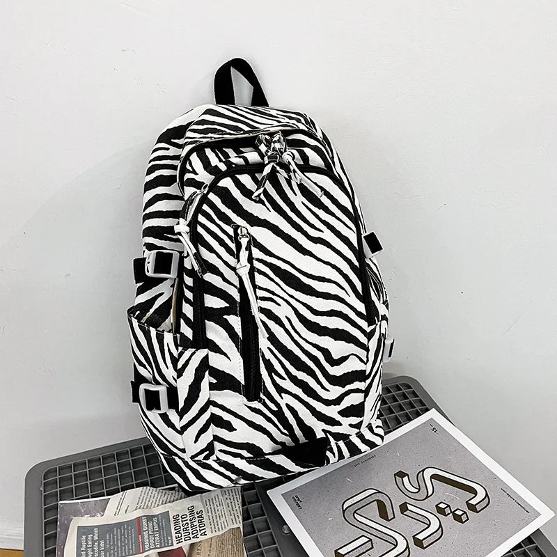 Femlion Cow Zebra Pattern Backpack School Book Bag - Travel Laptop Bag