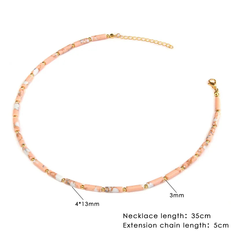 Boho Gold Beads Choker with Imperial Stone - Femlion Fashion Jewelry