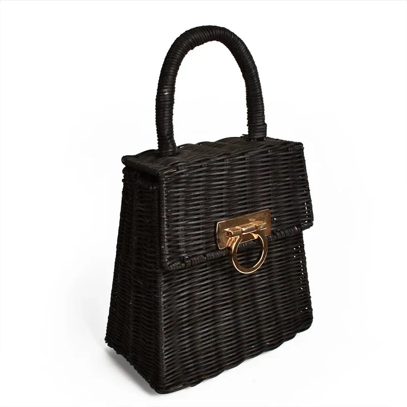 Femlion 2020 Designer Straw Beach Bag Women Handbags Straw Rattan Famous Brand