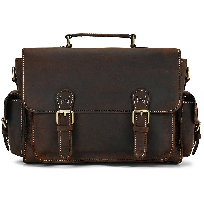 Femlion Vintage Leather Camera Shoulder Bag for Men: Stylish Crossbody Outdoor Man Bags