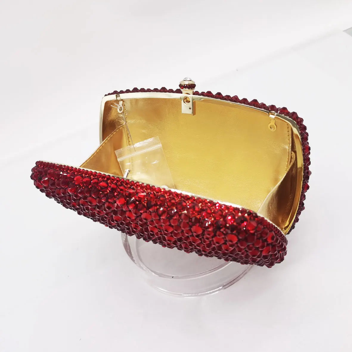 Femlion Pink Crystal Diamond Evening Bag for Women's Party Wedding Clutch