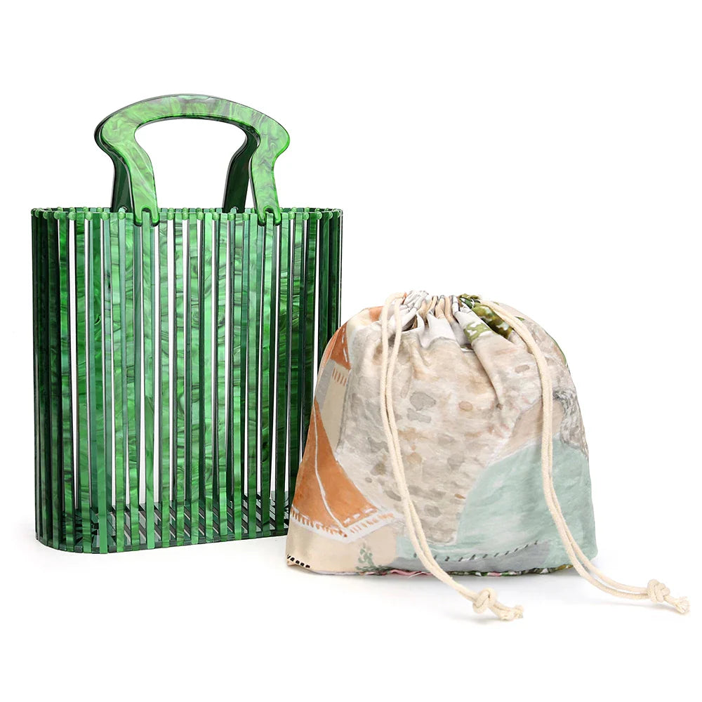 Femlion Woven Acrylic Bucket Bag: Beach to Dinner Clutch & Handbag