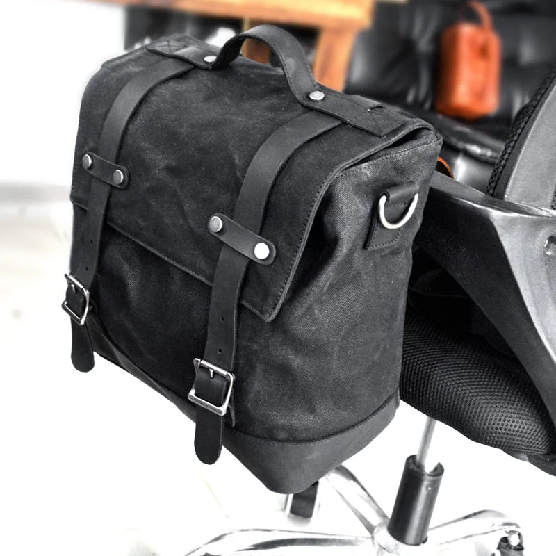 Femlion Retro Motorcycle Side Bag Pack - Waterproof Locomotive Saddle Bag