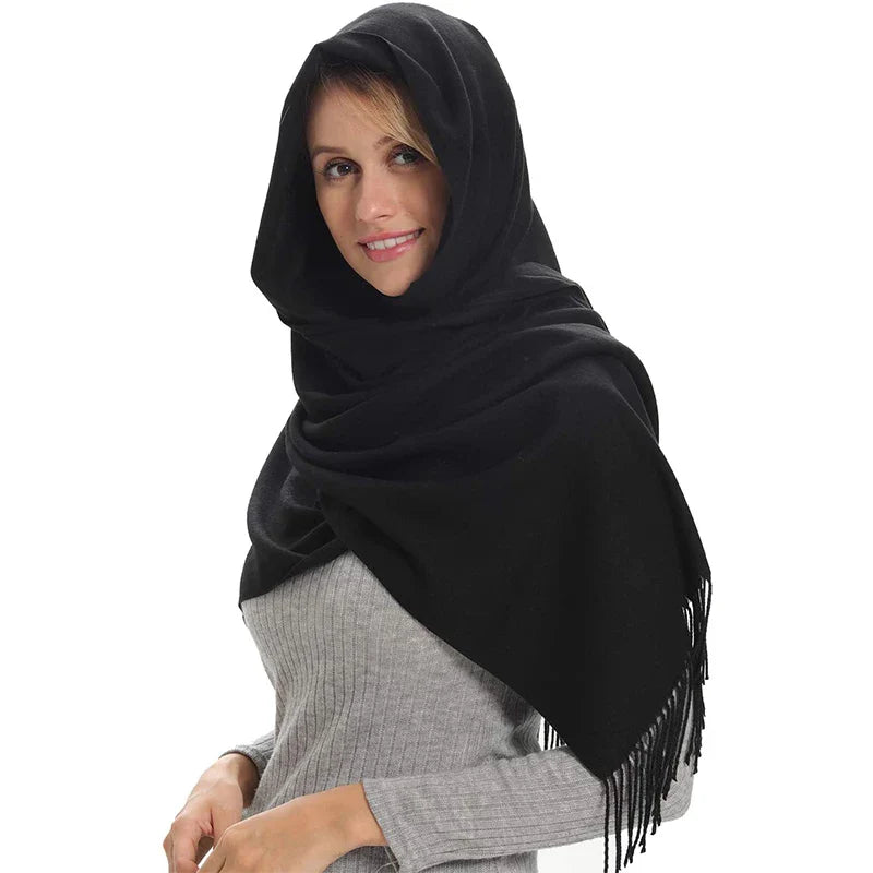 Femlion Cashmere-Like Pashmina Hijabs Scarves with Tassels