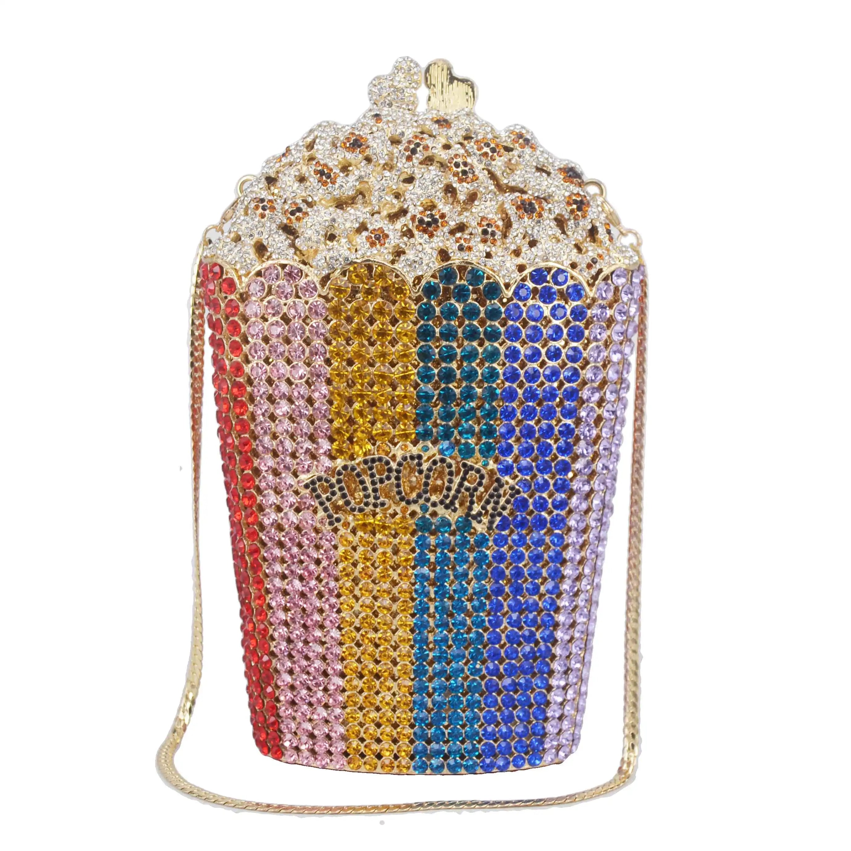 Femlion Crystal Evening Bags: Luxury Designer Popcorn Party Clutch in Colorful Shades