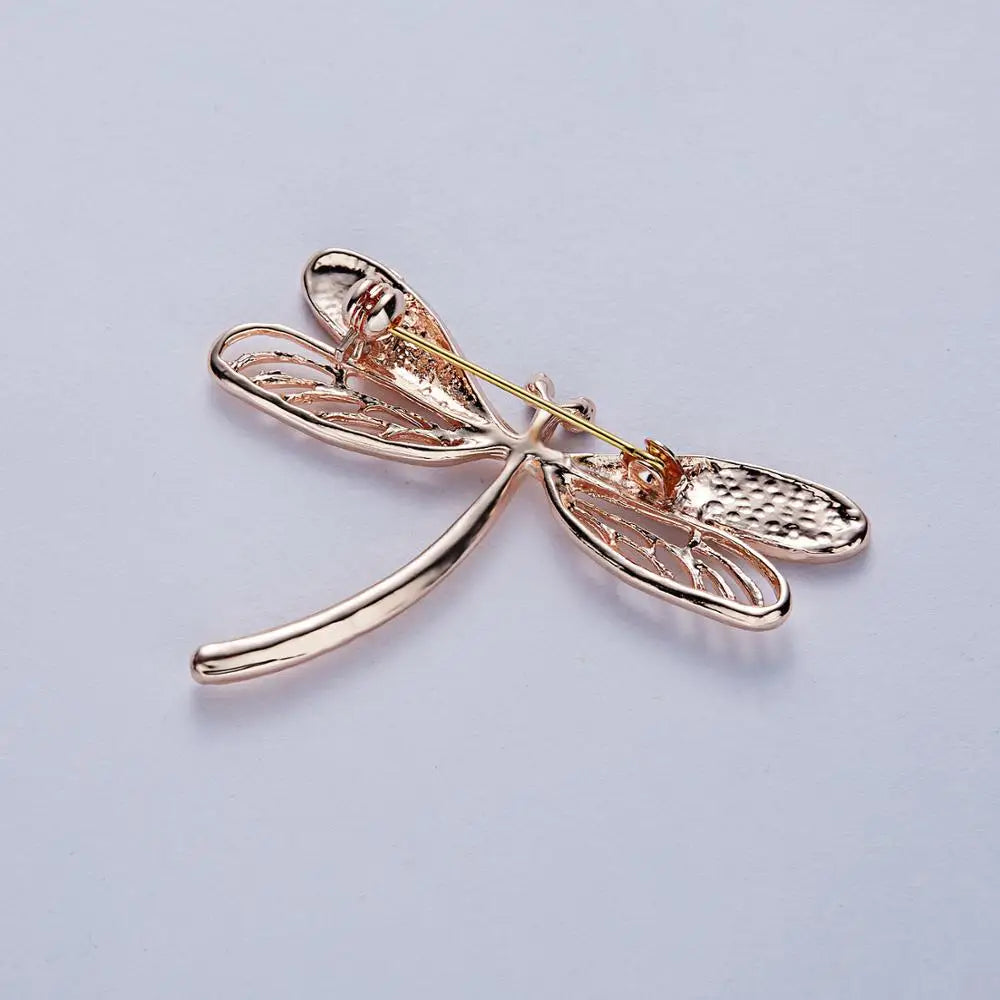 Femlion Vintage Dragonfly Brooch Rhinestone Insect Pin Fashion Jewelry