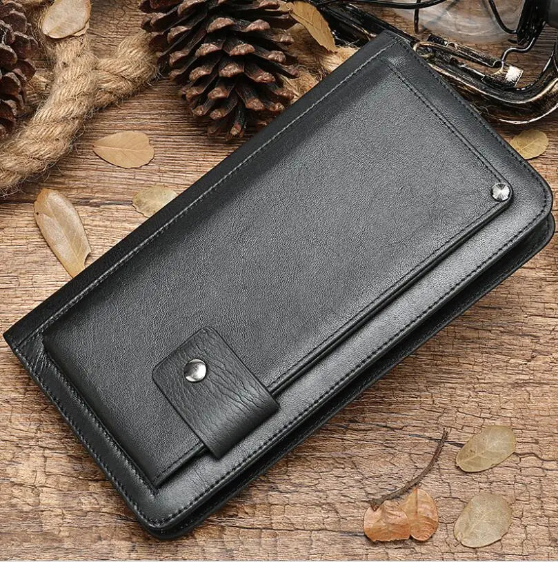 Femlion Men's Leather Phone Wallet Clutch Card Holder Money Purse