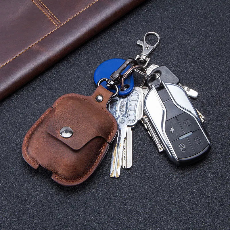 Femlion Leather AirPods Covers Keychain: Portable, Shatter-Resistant Headset