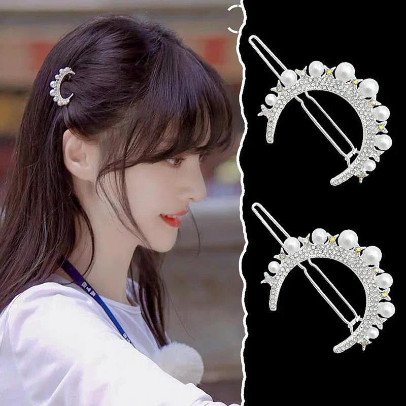 Femlion Geometric Pearl Hair Clip Hairpin for Women, Korean Fashion Hair Accessories