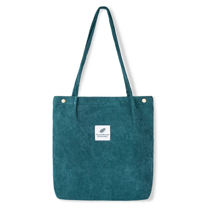 Femlion Corduroy Tote Bag for Women | Eco-Friendly Soft Handbag and Shopping Purse