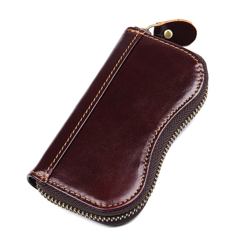 Femlion Genuine Leather Key Holder Coin Purse for Car Keys and Wallet