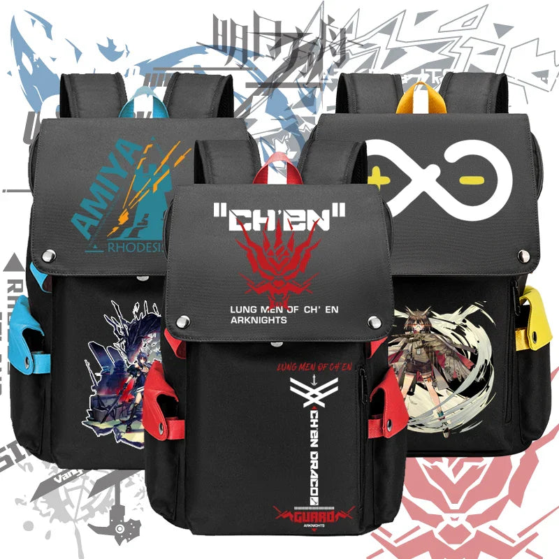 Femlion Arknights Game USB Port Backpack for Students Travel Gift