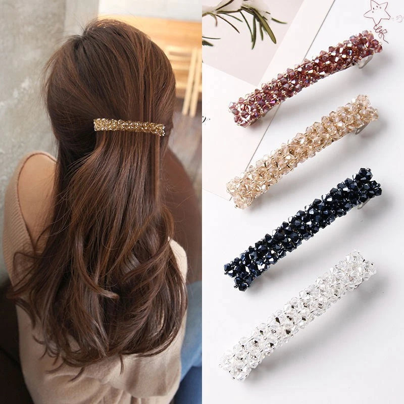 Femlion Crystal Spring Hair Clips Pins - Handmade Beaded Barrettes for Women-Girl Fashion