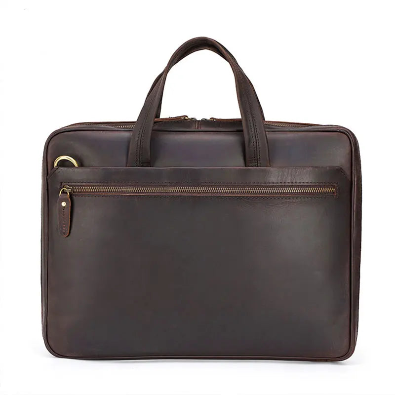 Femlion 15.6" Vintage Leather Laptop Briefcase for Men, Business Tote Handbag