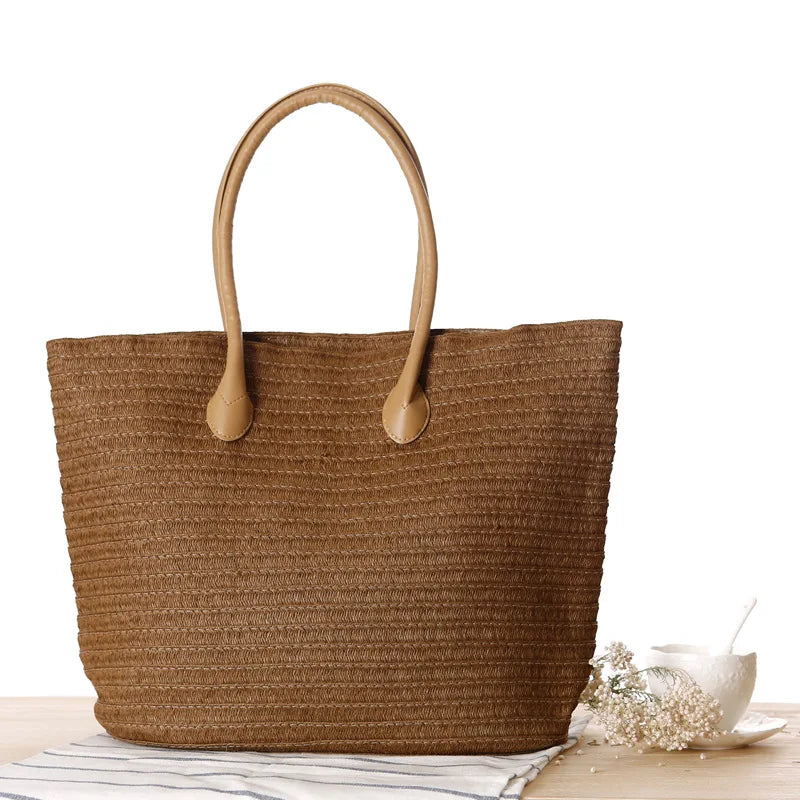 Femlion Straw Shoulder Bag: European Style Fashion for Travel, Beach, and Everyday Use