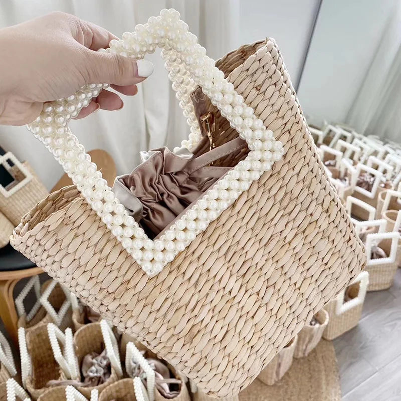 Femlion Straw Shoulder Bag Hand-Woven Seaside Vacation Designer Handbag