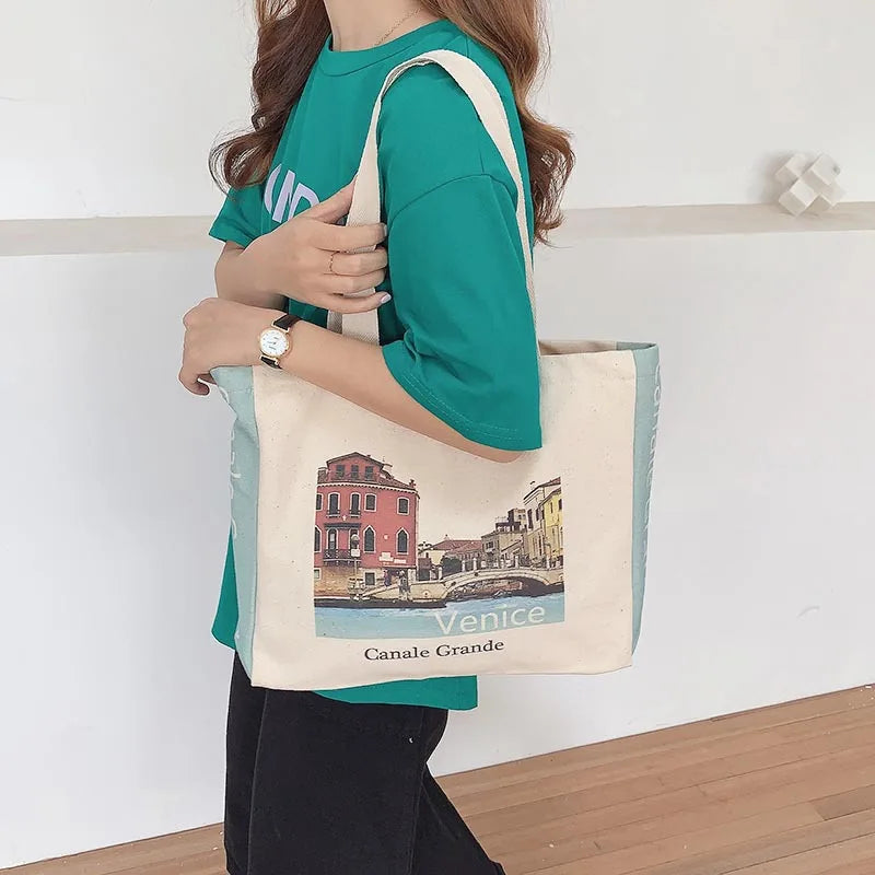 Femlion Venice Canvas Tote Bag for Women