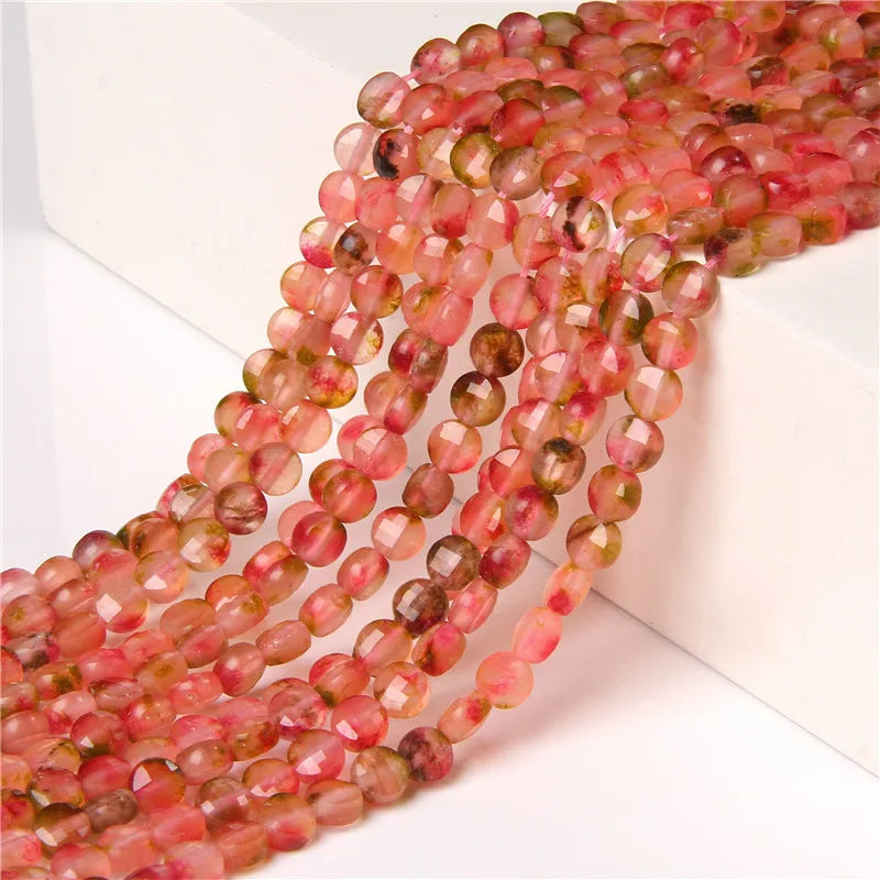 Femlion Tourmaline Watermelon Stone Beads 4/6mm Faceted Gem Loose Beads for DIY Jewelry