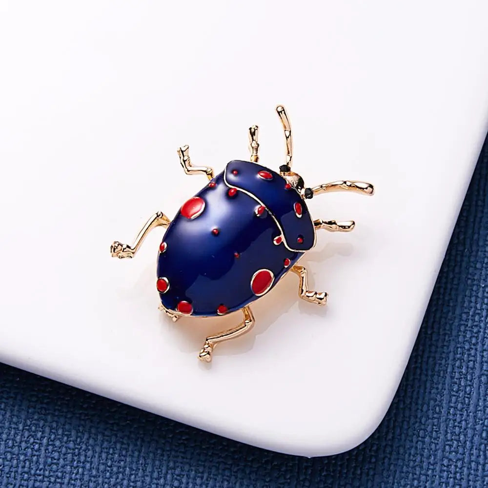 Femlion Vintage Beetle Enamel Brooch | Green Blue Insect Pin Jewelry