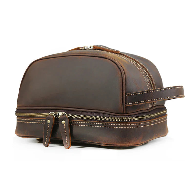 Femlion Genuine Leather Men's Toiletry Bag