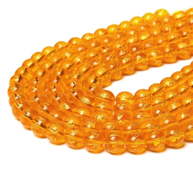 Femlion Natural Stone Citrine Yellow Quartz Dzi Beads for Jewelry Making