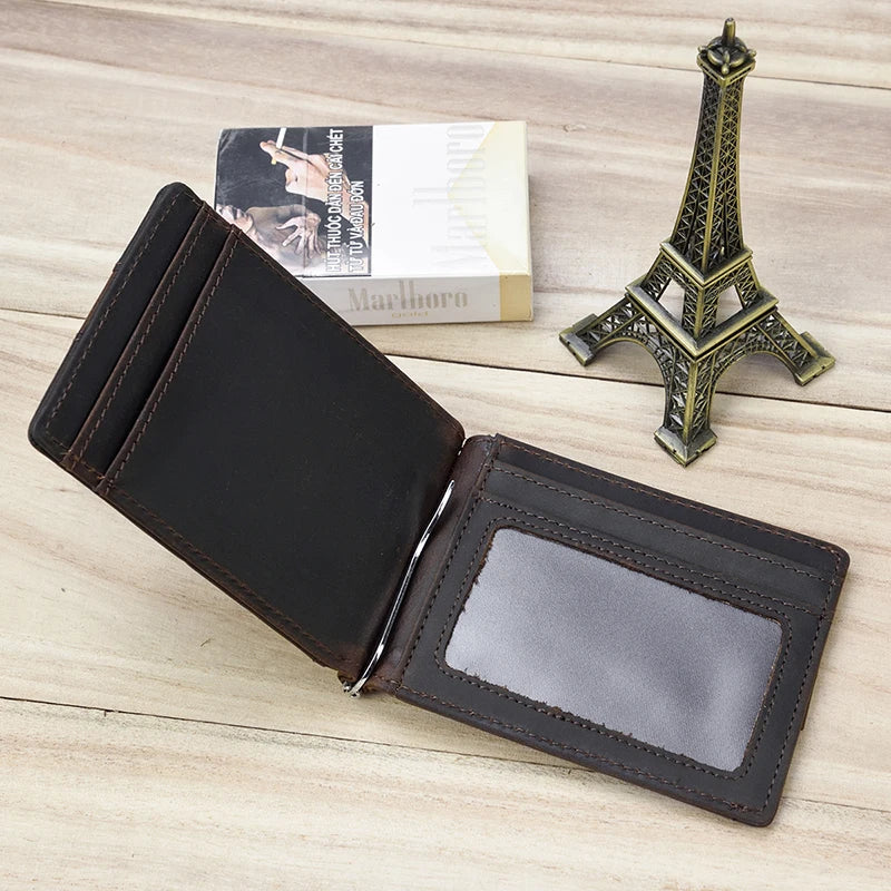 Femlion Men's Genuine Leather Money Clip Wallet.