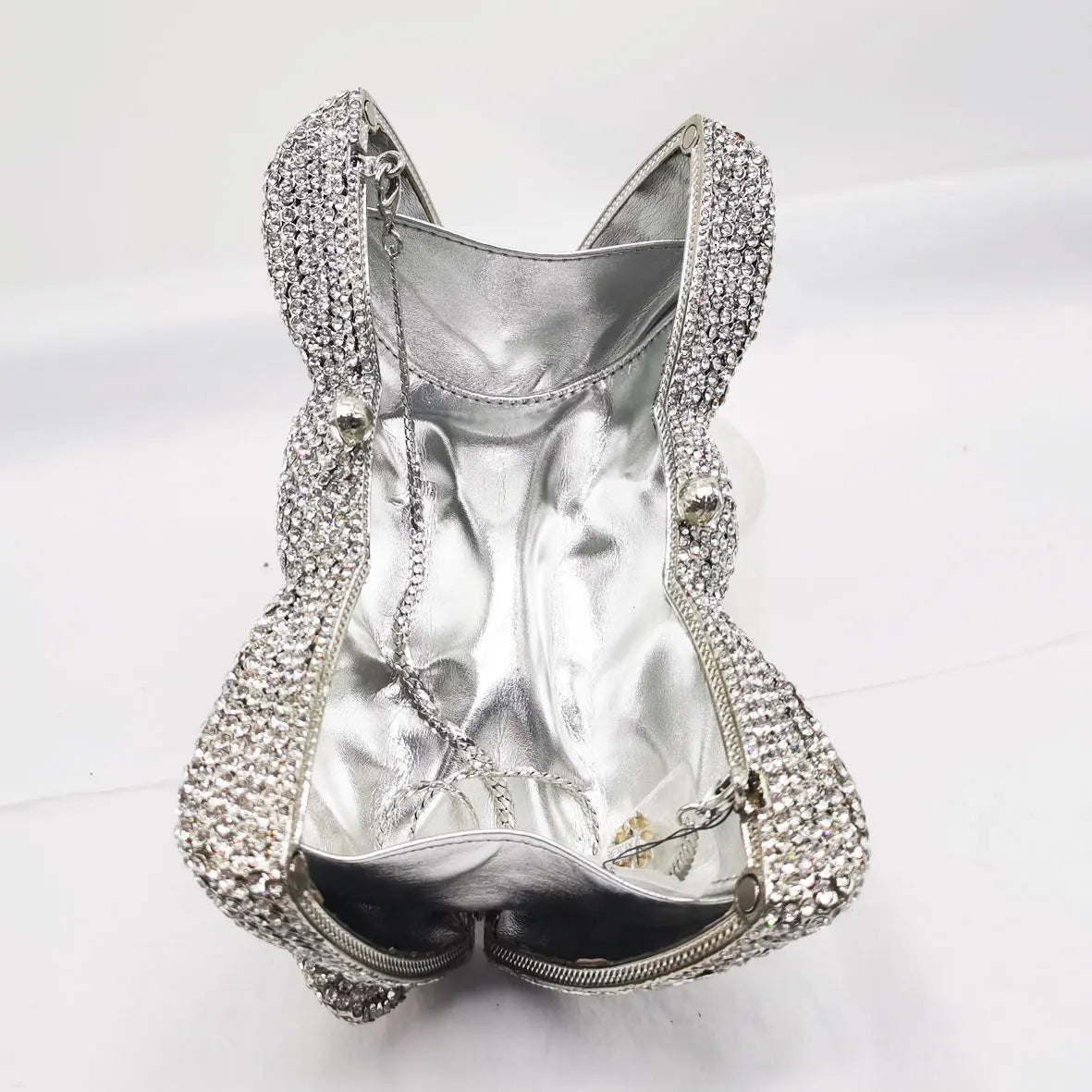 Femlion Silver Bow Evening Clutch Bag for Party Wedding Bridal Handbags