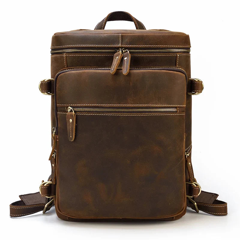 Femlion Men's Luxury Leather Laptop Backpack: Stylish Daypack for School, Travel, and Work