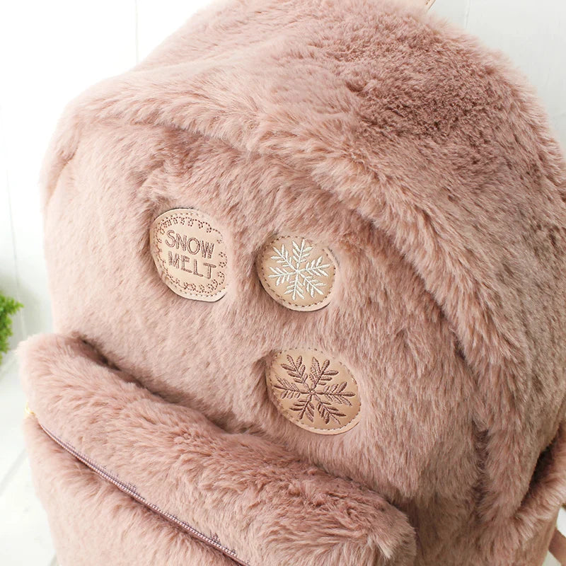 Femlion Plush Pink Backpack: Fashionable Snow Melt Princess Style for Women