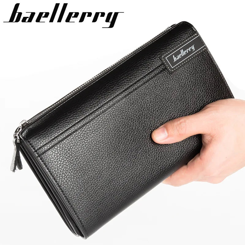 Femlion Men's Money Clutch: Stylish Wallet with Card Coin Holder and Zipper