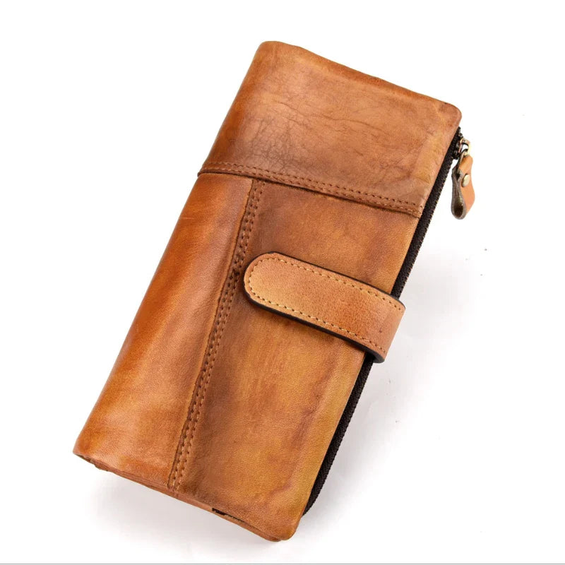 Femlion Vintage Fashion Leather Long Wallet for Ladies and Men