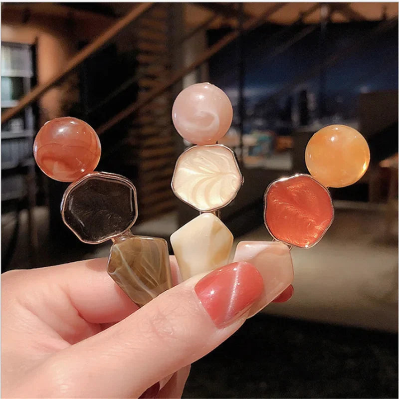 Femlion Geometric Marble Pattern Hair Clip for Women - Trendy Hair Barrette Accessories