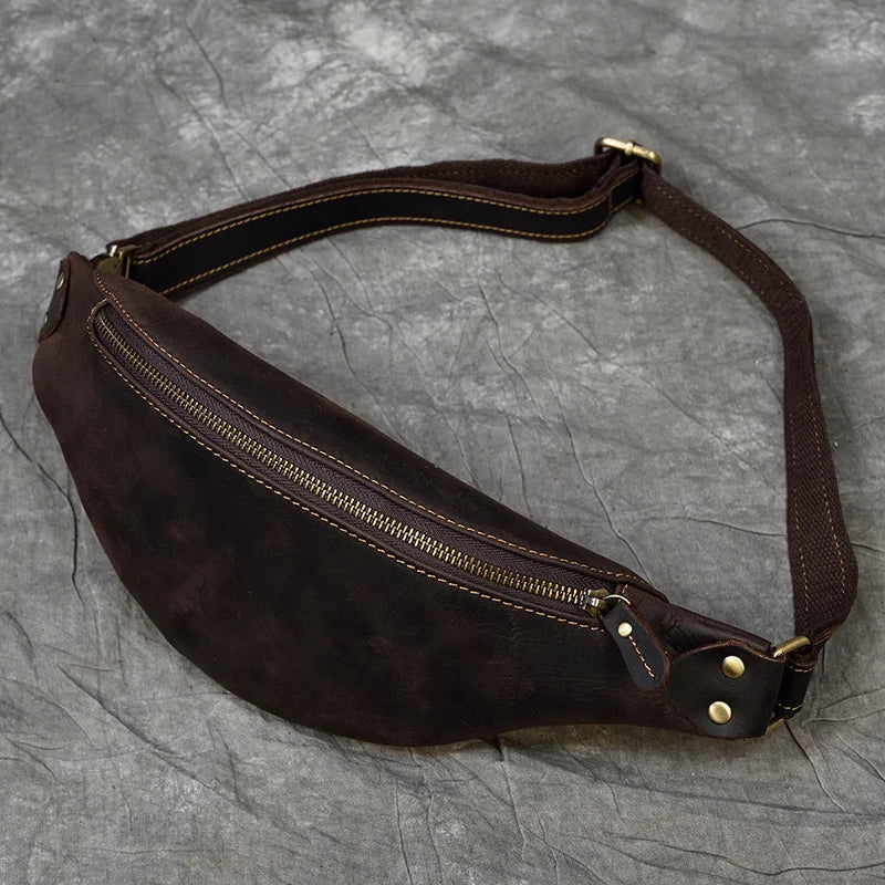 Femlion Retro Cowhide Leather Crossbody Bag with Large Capacity and Handmade Craftsmanship