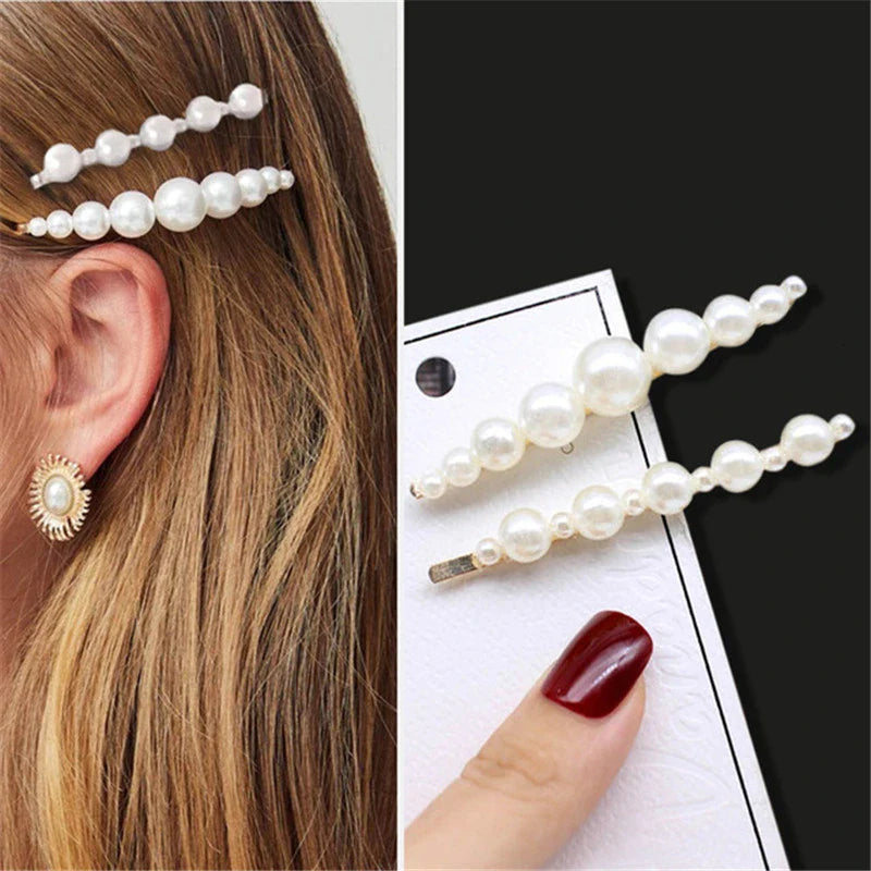 Femlion Geometric Pearl Hair Clips Set - Elegant Hair Accessories for Women