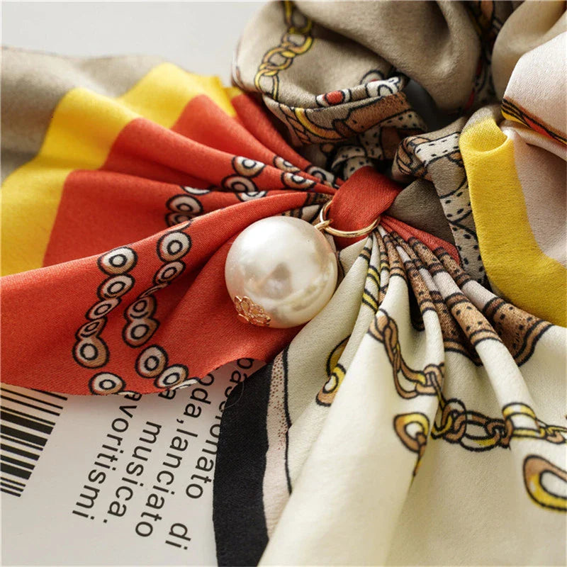 Femlion Bowknot Hair Bands: Stylish Hair Scrunchies with Scarf Print for Women and Girls