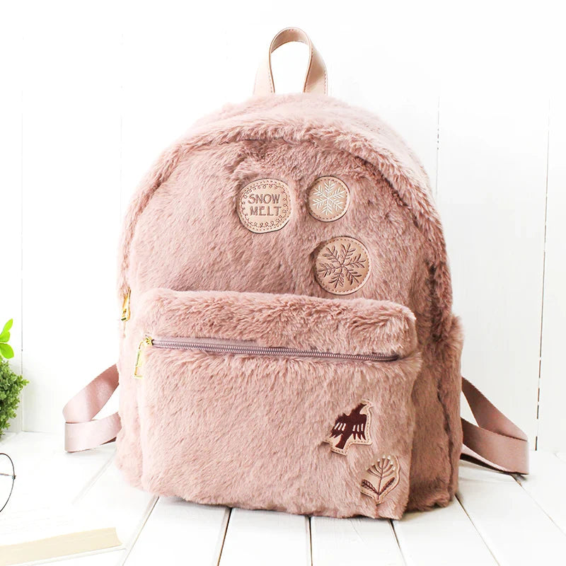 Femlion Plush Pink Backpack: Fashionable Snow Melt Princess Style for Women