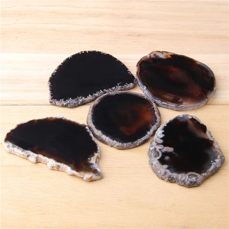 Natural Black Agate Slice Pendant 50-80mm Geode Druzy Slab Gem Beads Femlion Brand