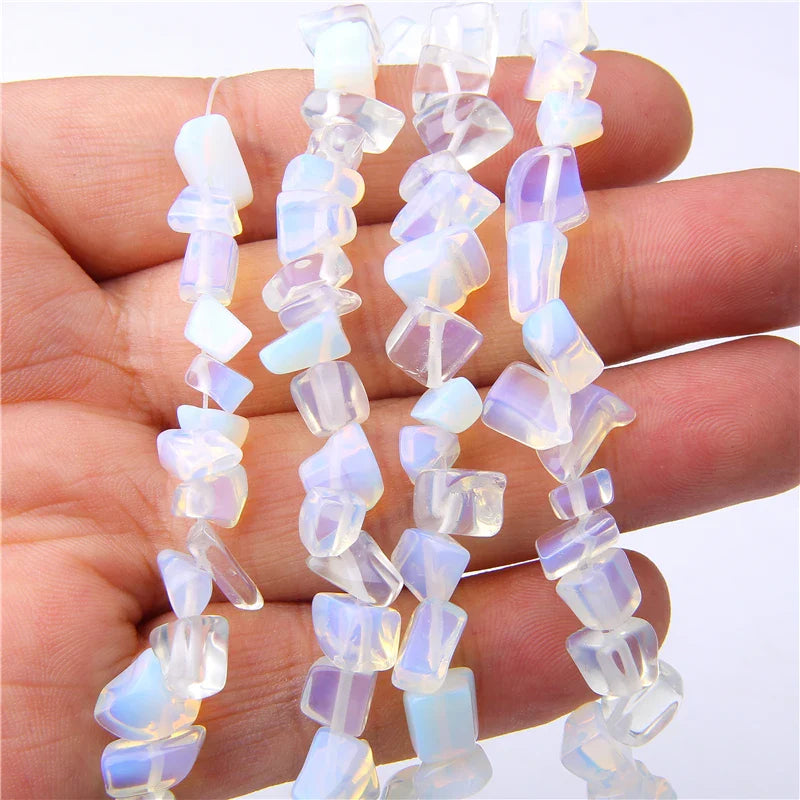 Femlion Blue Moonstone Chip Beads: Jewelry Making DIY Bracelets Necklaces