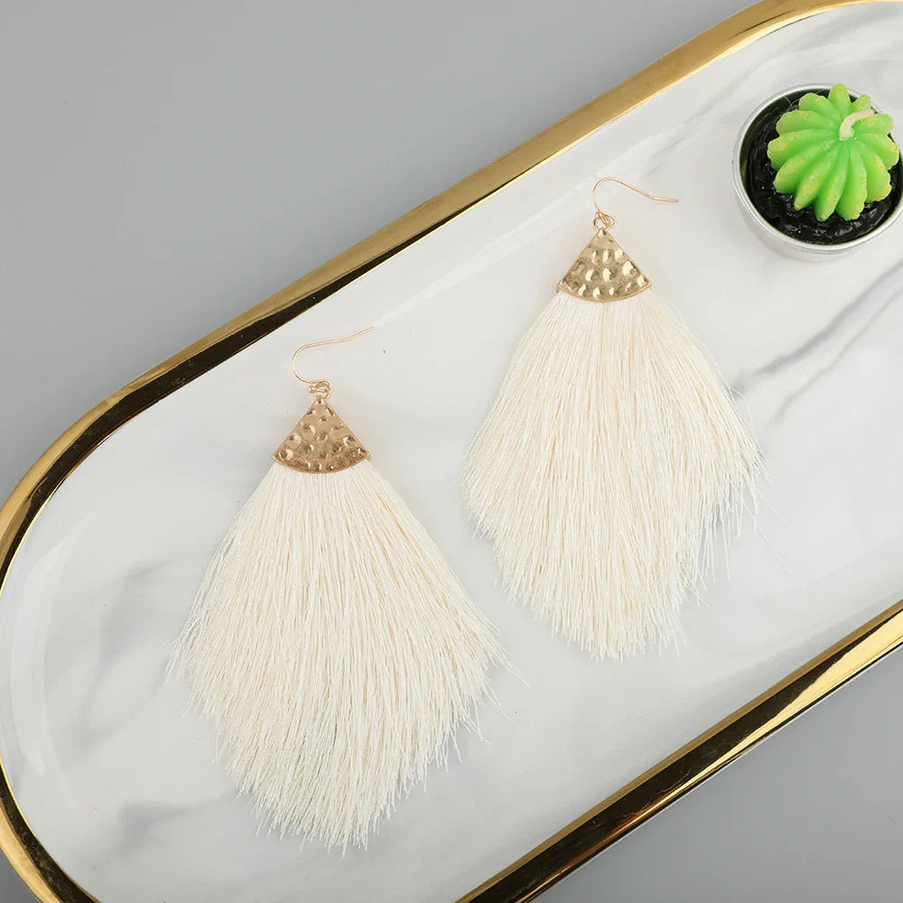 Femlion Boho Tassel Earring for Women - Multicolor Fringed Dangle Wedding Jewelry