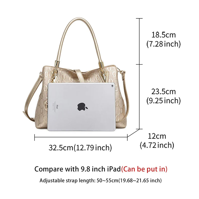 Femlion Split Leather Crossbody Shoulder Bag for Women: Stylish High Capacity Office Tote