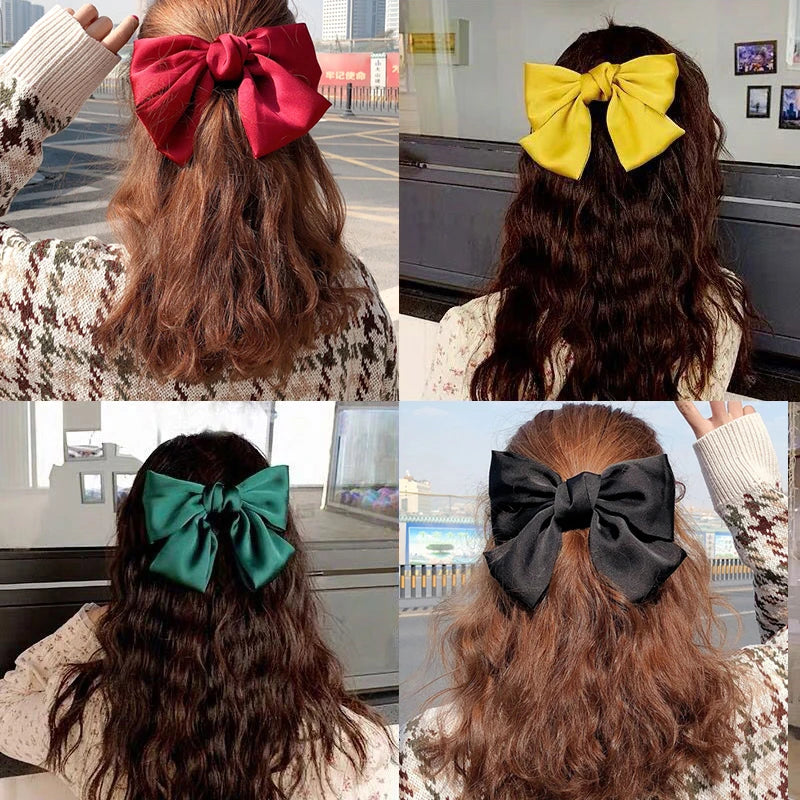 Femlion Silk Chiffon Bow Hair Clip Korean Ribbon Hairpin for Girls 2022