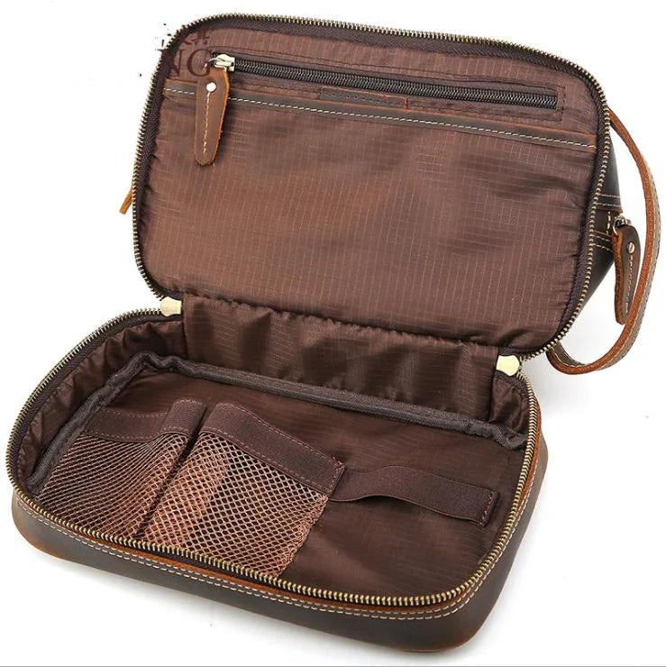 Femlion Genuine Leather Men's Toiletry Bag