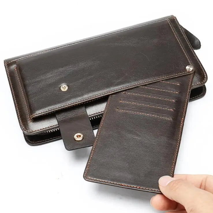 Femlion Men's Leather Phone Wallet Clutch Card Holder Money Purse