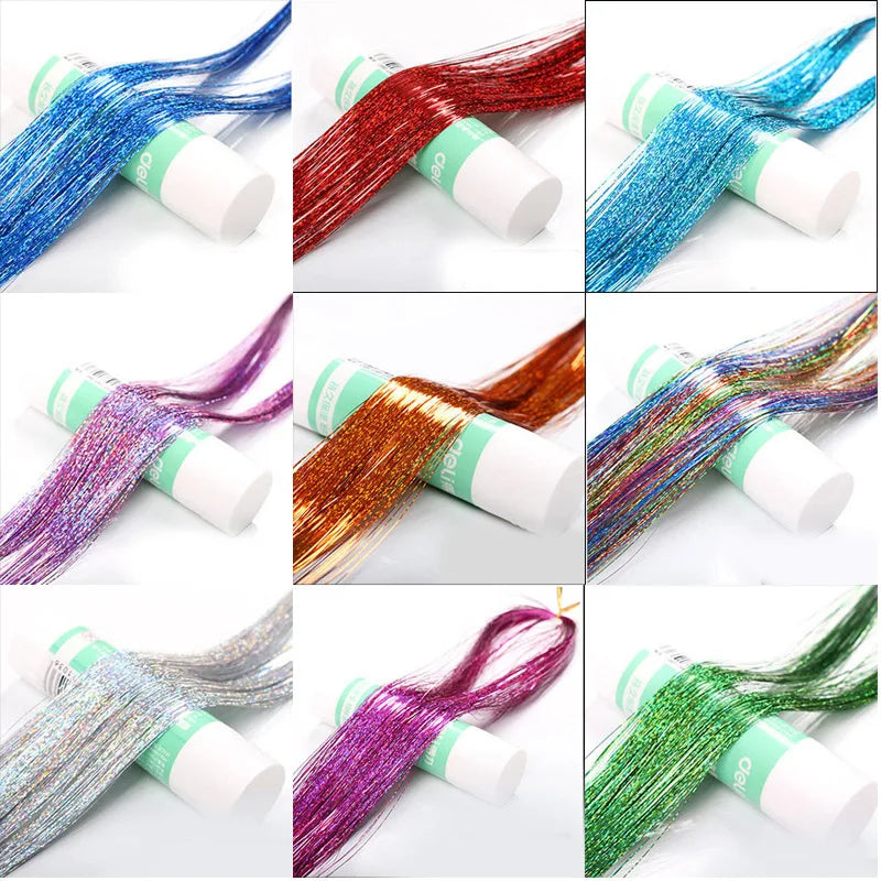 Femlion Holographic Hair Tinsel: Sparkle Glitter Hair Extensions - 120 Strands