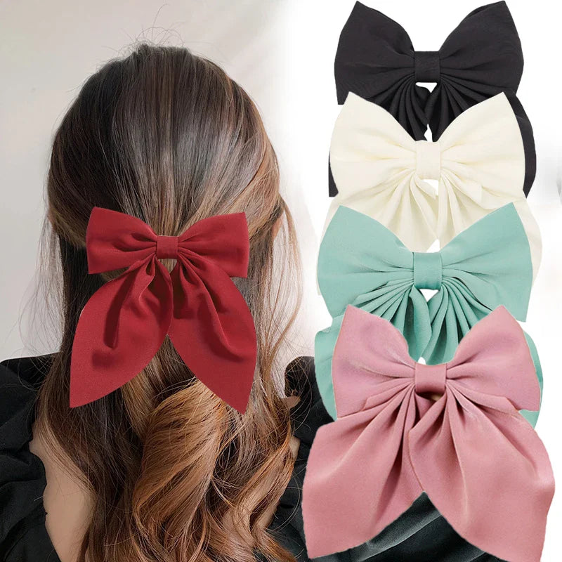 Femlion Satin Bow Hair Clips for Girls, Women, Kids - Sweet Hair Accessories