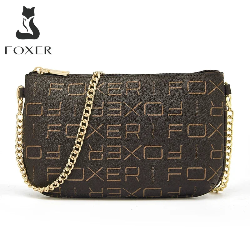 Femlion Signature Print Crossbody Chain Messenger Bag Women's PVC Logo Monogram