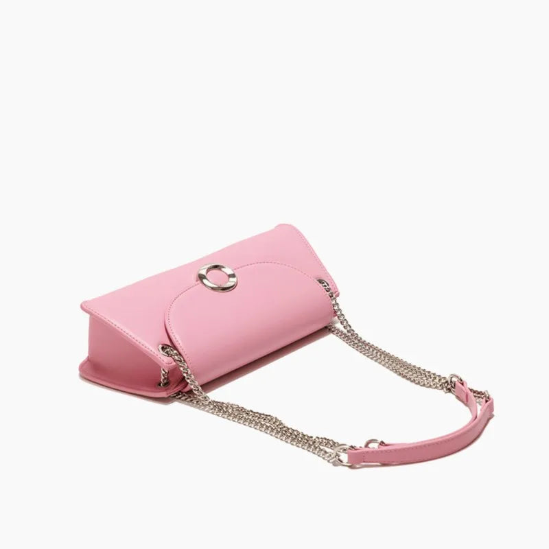 Femlion Metal Chain Crossbody Shoulder Bag High Fashion Luxury Designer Solid Color