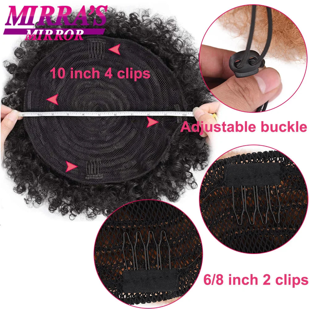 Femlion 10" Afro Puff Drawstring Ponytail Hair Bun Extension Bun Hairpieces