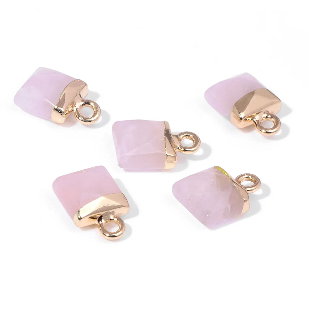 Femlion Mini Stone Pendant: Rose Quartz, Amethyst, Apatite Charm Necklace